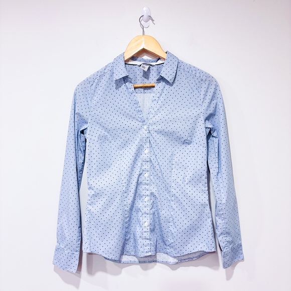 H&M Blue striped & polka dot button down shirt - Picture 1 of 9